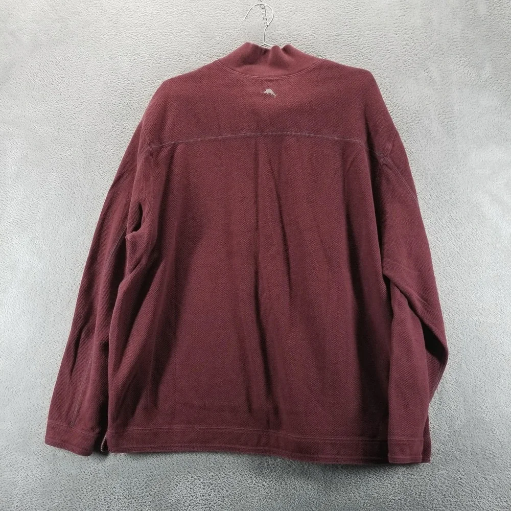 Tommy Bahama Sweater Mens 2XL Red‎ Reversible Quarter Zip Mock Neck Pullover